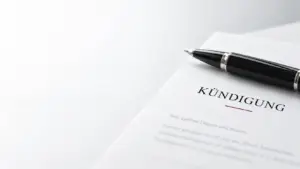 Kündigungsschreiben mit Füller auf dem Schreibtisch